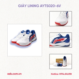 GIÀY CẦU LÔNG LINING AYTS002-6V TRẮNG XANH DƯƠNG CHÍNH HÃNG 